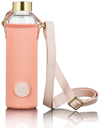 botty bag® Designer Glasflasche - 550ml mit Neoprenhülle - auslaufsichere Trinkflasche - ideal für Sport, Büro & unterwegs - Geschenkidee - für heiße, kalte & kohlensäurehaltige Getränke