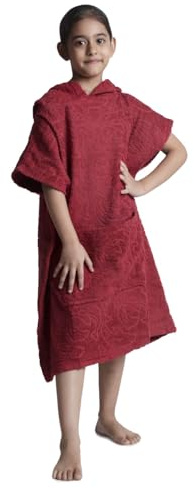 ALLEN & MATE 100% Cotton Kids Hooded Surf Poncho Changing Robe, Quick Absorbent Wearable Swim Towel Boys & Girls, 6-13 Years