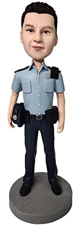 mydedor Custom Bobble-Heads Figur Customized Doll, On Duty männlicher Polizist Custom Bobble Head, Bobble Head Figuren Handmade personalisierte Skulptur Geschenk für Mann