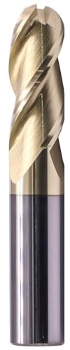 High Performance Ball Nose Solid Carbide End Mill for Aluminum - ZRN Coated, 37 Degree Helix, 3 Flute, 1/2 Cutting Diameter, 1/2 Shank Diameter, 1-1/4 Length of Cut, 3 Overall Length