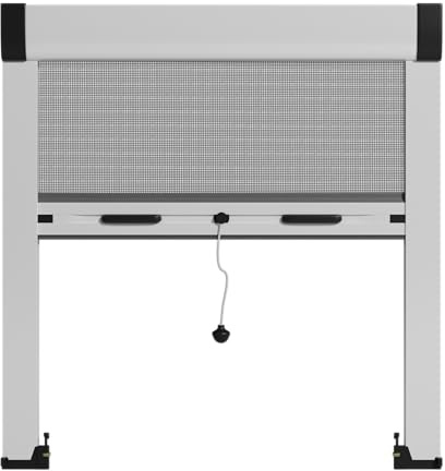 Fliegengitter Insektenschutzrollo aus Aluminium nach Maß für Fenster, einfaches Anbringen, komplettes Set (Breite 50 cm bis 149 cm Höhe 150 cm bis 190 cm)