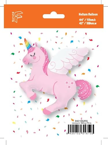 Ballonim® Einhorn rosa mit Flügeln 80 cm Zum Befüllen mit Luft und Helium geeignet Luftballons Folienballon Party DekorationGeburtstag