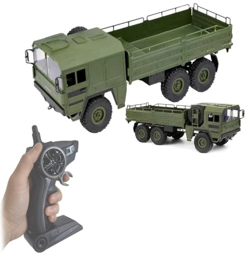 OnundOn Camión Teledirigido 1:16, Modelo de Coche Militar, 2,4 G, 6 WD, Q64, Simulación Transportador, Juguete de Carga, Verde
