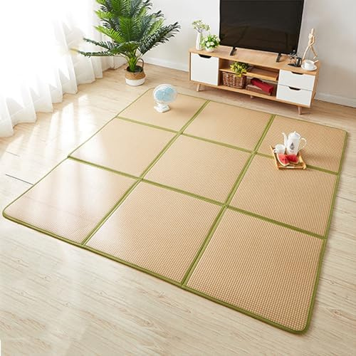 MIAOXIAO Japanische Tatami Matte Tatami Matratze japanische Bodenmatte Rattan rutschfest atmungsaktiv Tatami-Teppich Matte Krabbelmatte,3,180 * 180CM(9: Pieces)