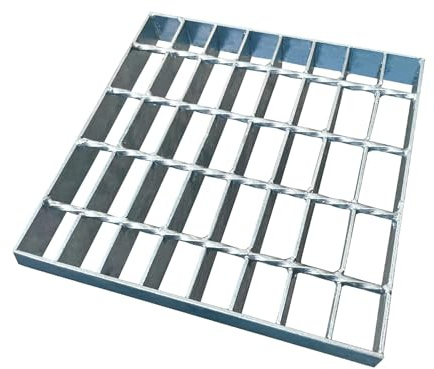 Natotela Gitterrost Verzinkt 230x230x30 mm MW: 30/50 mm Tragstab 30/3 mm Metallgitter Gitter Abflussgitter Einlaufgitter Gully‑Gitter für Bodenablauf Hofablauf Feuerverzinkt Rostfrei Quadratisch