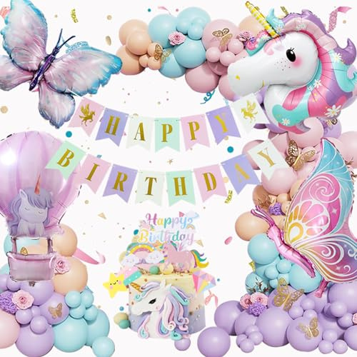 Konoz Decorazioni Compleanno Bambina Unicorno, Kit Compleanno Unicorno, Palloncini Unicorno, Festoni Compleanno, Compleanno Unicorno Bambina, Addobbi Compleanno Bambina, 116008760EH, Macaron
