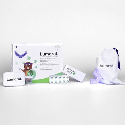 Kinder Mundgesundheit Set mit Neuartiger Dual Light Methode + Mundspülung - Zahnsteinentferner - Weiße Zähne - Zahnpflege - Minzgeschmack - Wissenschaftlich Entwickelt und Getestet - Lumoral