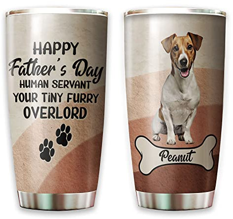 Tea Cup 590ml Thermal Coffee Cup Eco-Friendly Insulated Travel Mug for Dad Christmas Valentine's Day Customized Jack Russell Terrier - Happy Father's Day Human Servant Your Furry Funny Worlds Best