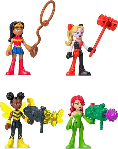 Fisher-Price Imaginext DC Super Friends Rivals - Juego de figuras con Wonder Woman Bumble Bee Harley Quinn e hiedra venenosa para niños a partir de 3 años