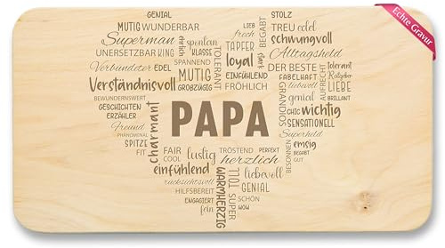 Frühstücksbrettchen Holz - Frühstücksbrett - Papa Geschenk I Geschenke Papi Weihnachten I Bester Papa Geburtstag - 22x12 - Holz - brett. vatertag schneidebrett für papas vater brettchen