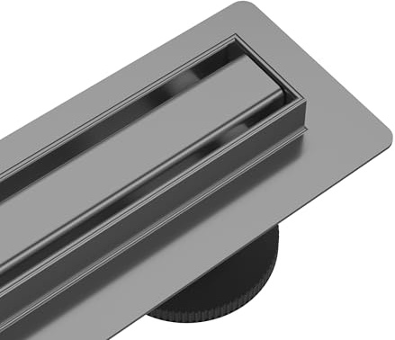 Duschrinne AquaUno Slim & Low – 60 cm Graphit | AISI-304-Edelstahl; 49 l/min; 57 mm Einbauhöhe; 18-mm-Blende; für bodengleiche Duschen