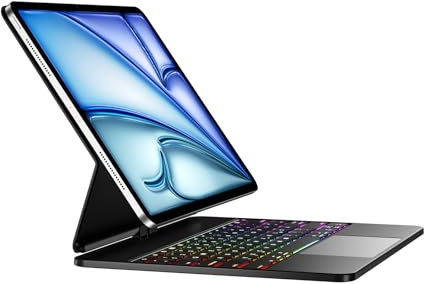Vobafe Hülle mit Tastatur für iPad Air 13 Zoll 2025/2024, Magic Keyboard für iPad Pro 12.9 6./5./4./3. Gen, Magnetisches Schwebendes Hülle, 360° Drehbare Ständer, Multi-Touch Trackpad, Schwarz