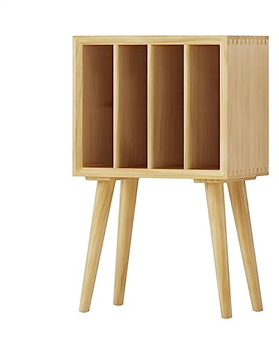 CD Halter Plattenspielerständer, Vinyl-Schallplatten-Aufbewahrungstisch mit 4 Schränken, Retro-Plattenspielerständer aus Kiefernholz, Nachttisch for Schlafzimmer, Wohnzimmer, Büro DVD Halter ( Color :