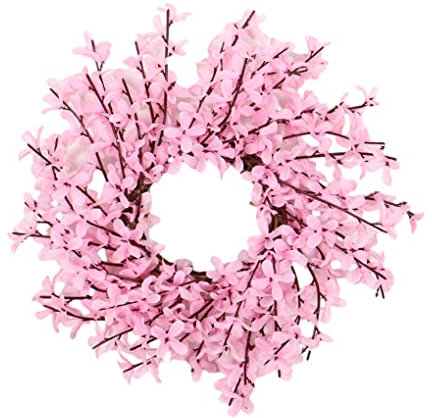 dijiusidy Künstlicher Blumenkranz, Blumengirlande, Frühlings Rattan Reifen, hängende Verzierung, Sommerdekoration, Fenster, Hochzeit, Party, 30 cm/Rosa