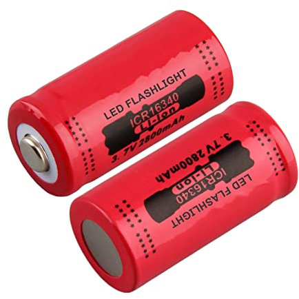16340 Piles Rechargeables 3.7V 16340 Batterie Piles 2800mAh Lithium Li-ION Piles Haute Capacité Bouton Top Batterie Piles pour Lampes de Poche, Lampe Frontale