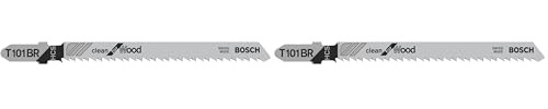 Bosch Professional 5 x Jigsaw blade T 101 BR Clean for Wood (for softwood, straight cut, accessories jigsaw), Silver (Pack of 2)