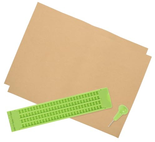 OHPHCALL 1set Tavoletta Braille Portatile Con Punteruolo Per Scrittura Per Persone Non Vedenti Leggero e Resistente Facile Da Trasportare e Utilizzare All Aperto
