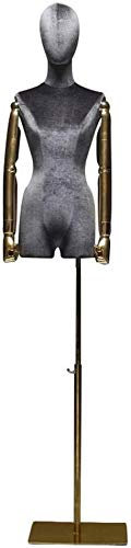 Schaufensterpuppen-Torso, Schaufensterpuppe, Schneiderpuppe, Torso, weibliche Schaufensterpuppe, Torso, Körper, Kopf, Schneiderpuppe mit flexiblen Armen, Goldener Ständer