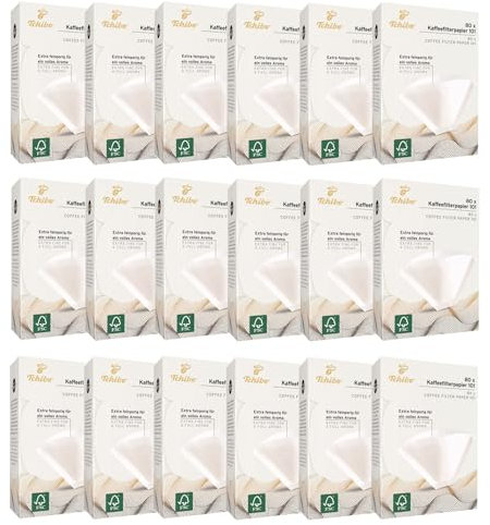 Tchibo Kaffeefilter Größe 101 Großpackung 1440 Stück - Premium Qualitätspapier Filtertüten 18x80, nachhaltig, aromatisch, kompostierbar & umweltschonend, weiß