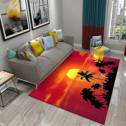 Teppich Läufer Flur Bunte Cartoon-Sonnenaufgangslandschaft 3D Küchenläufer Waschbar, Lange Korridor Teppich, Für Flurtreppen Schlafzimmer,Rutschfest Schallschutz Türmatte Mit 200 X 300 Cm - Le -5W3B5R