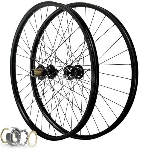Scheibenbremse Hinterrad 142mm Fahrradräder 32H Felge for 8-12 Geschwindigkeit Kassette Aluminiumlegierung Fahrrad Radsatz(Black,26 inch)