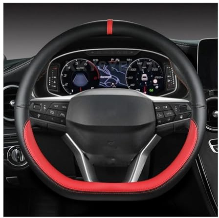 Rivestimento Protettivo Volante Per Seat Per Ateca Per FR 2017 2020 Per Leon ST 2020 Per Arona FR 2017 2021 Per Ibiza FR 2018 2021 Copertura Del Volante Dell'automobile D Forma Copristerzo(RED)