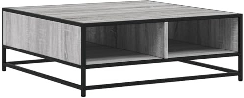 vidaXL Coffee Table Grey Sonoma 80x80x30 cm Engineered Wood and Metal