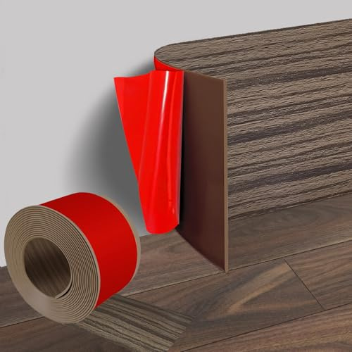 10 cm x 10 m PVC Flessibile Sockelleiste, battiscopa morbido autoadesivo con venature di legno affumicato, listelli autoadesivi decorativi, battiscopa piatto, per soggiorno, camera da letto