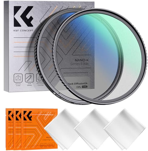K&F CONCEPT 43mm Kit di Filtri, Filtro Black Mist 1/4 + CPL, Black Diffusion 1/4 + Polarizzatore Circolare, Effetto Cinema + Migliorare Colore & Contrasto, con 18 Strati di Nano Rivestimento (2 Pezzi)