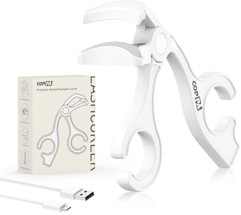 COPPA Piegaciglia Riscaldato, EC-1 Piegaciglia Di Precisione Senza Cornice a 65°C Costante & Piegaciglia Professionale 2 in 1 - Senza Pizzicare o Tirare le Cigli per Tutte Le Forme Di Ciglia, Bianco