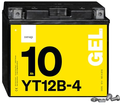 Denagi 51015 GEL YT12B-4 Motorradbatterie 12V 10Ah, wartungsfrei versiegelt vorgeladen