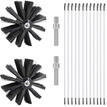 Kaminbürste Stange Set, Schornsteinbürste Trockenrohr, Bürste für Schornstein Ofenrohre, Durchmesser 150mm Ofenrohrbürste (A)