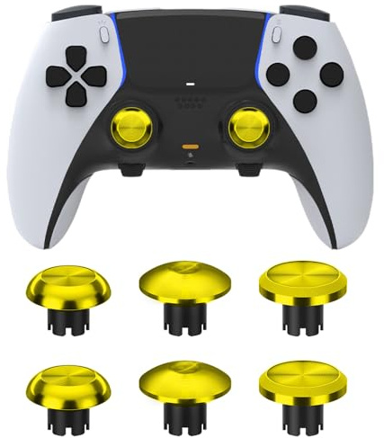 Compatible con PS5 DualSense Edge Controller Metal Thumb Stick Caps, kit de accesorios de repuesto para joystick analógico (dorado)