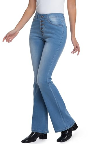MIRLCIMR Dam hög midja stretch klocka underdel byxor push up rumpa lyft smala colombianska jeans, Ljusblått, 38