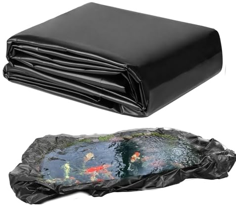 TezhiIe Black LDPE Pond Liner, 2m*4m 20 Mil Large Fish Pond Liner, Heavy Duty Flexible Waterproof Sheet for Garden Ponds, Fish Ponds, Water Features, Streams Fountains (2m*4m)