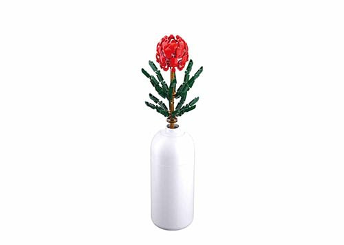 Stuban Ensemble de Fleurs en Blocs de Construction, Briques de Vie créatives, Rose Rouge avec Vase Blanc, Hauteur 39,1 cm, M38-B1101-08
