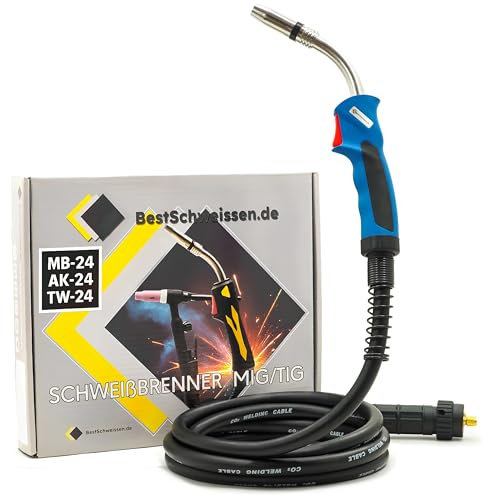 Torcia per saldatura MIG MAG MB-24 AK-24, 4 m/5 m, per saldatrice a gas di protezione, bruciatore raffreddato a gas con spina europea 250 A (4 m)
