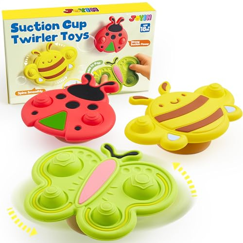 Joyin Jouets sensoriels à Ventouse, Jeux de Bain Bebe, Spinner Bebe Ventouse, Jouets de Bain éducatifs, Jouets de Voyage pour bébés, Cadeaux pour garçons et Filles de 1 an et Plus