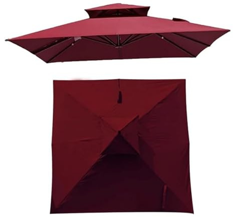 Auvent de rechange pour parasol déporté carré d'extérieur en tissu imperméable pour table d'extérieur déporté 300 x 300 cm, rouge