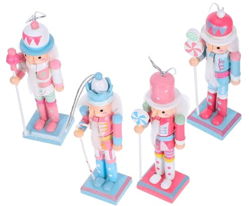 Cabilock 4pcs Wooden Nutcracker Soldiers Handcrafted Traditional Nutcracker Dolls Xmas Table Decorations Festive Christmas Tree Ornaments for Holiday Shelves
