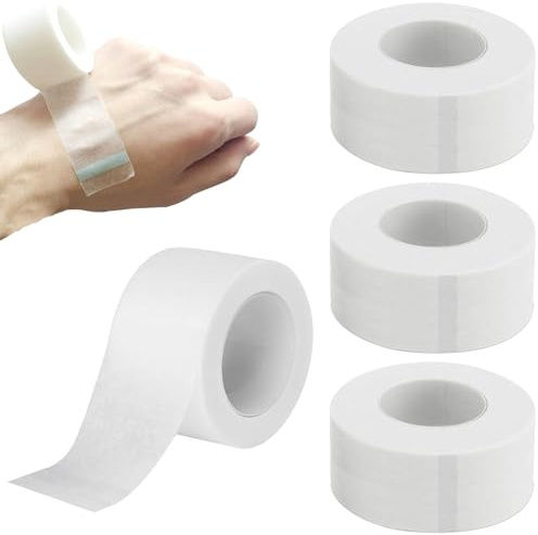 4 Rollen Micropore Tape 2,5 cm x 9,14 m,Medizinisches Klebeband | Hautfreundlich Atmungsaktiv Micropore Klebeband,Selbstklebender Verband,für Sport,Wundversorgung,Wimpernverlängerun