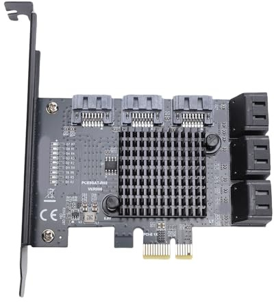 Zunate PCI-E X1 auf SATA 3.0 Controller, 9 Port GEN3 6 Gbit/s PCI Express Controllerkarte Serial ATA 3.0 Erweiterungskarte SATA Karte für PC 10/11 2003