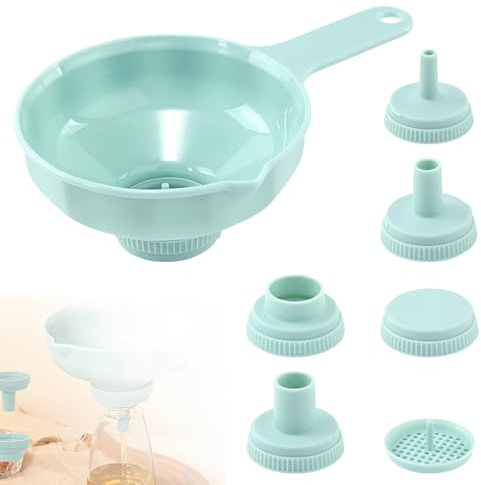 Imbuto da cucina a bocca larga, imbuto da cucina in plastica di qualità alimentare con 4 dimensioni di beccuccio (1 cm – 5 cm) per riempire Mason Jar, spezie, olio e shampoo
