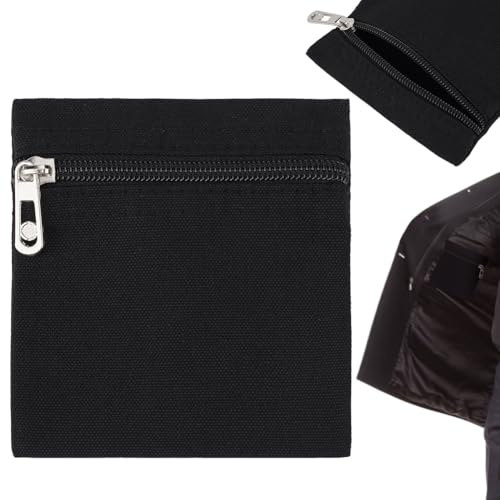 BENECREAT 2 Packung Eingenähte Seitentaschen Mit Reißverschluss Canvas Stoff Schwarz Versteckte Tasche Für Jacken Sweatshirts Reisezubehör 12.5x11.5x0.3cm