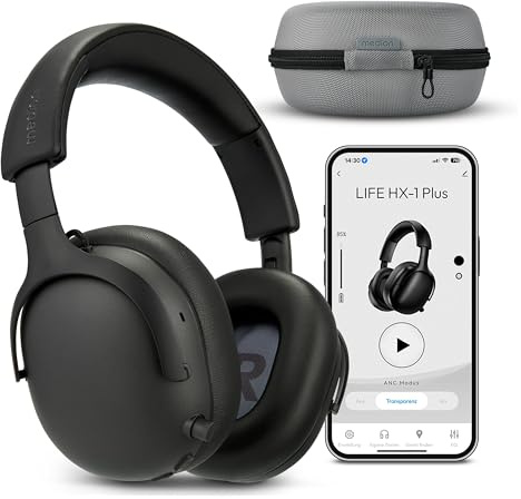 MEDION Casque Over Ear HX-1 Plus (sans Fil, réduction de Bruit Feed Forward, Bluetooth 6.0, 5+1 préréglages EQ, Jusqu’à 100 h d’autonomie, Protection Anti-éclaboussures IPX4), Noir