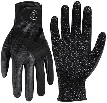 Charmsphere Ladies Equestrian Gloves Lightweight Convenient Carry Non-Slip Durable Horseback Riding Gloves w/Silicone Print Black M