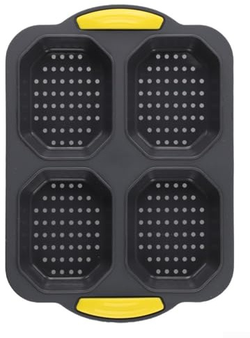 Jonikuper Teglia per pane in silicone con 4 griglie, 25,5 x 18 x 3 cm, resistente al calore, per pagnotte perfette, lavabile in lavastoviglie e facile da pulire