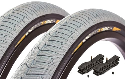 KHE MAC2+ BMX Reifen Set 20 x 2,30 Zoll – ca. 550 g – Stahlband – inkl. Kenda Schläuche AV – laufruhig & stabil – Park & Street