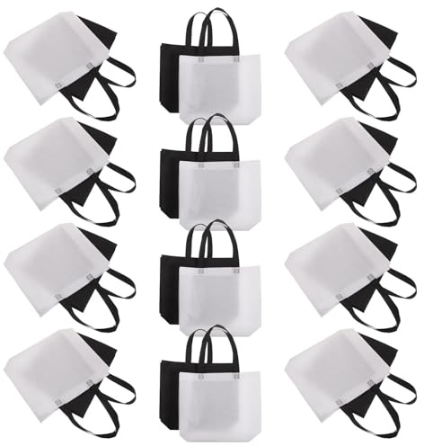 PERSELOSO 24 St Återanvändbara Non-woven Tygkassar med Handtag Vikbara och Bärbara Shoppingpåsar för Matvaror och Evenemang och Kompakta för Daglig Användning