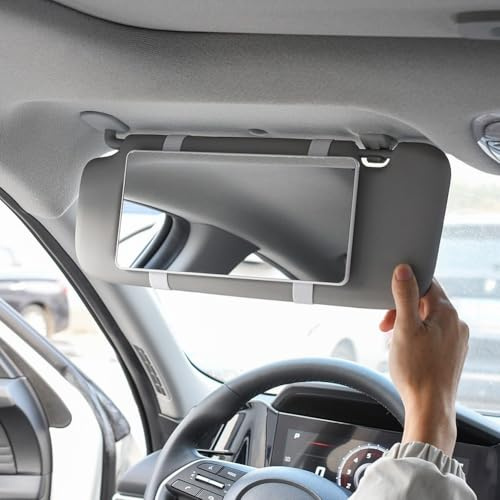 Serenophile Car Makeup Mirror with Elastic Strap for Sun Visor, High Definition Cosmetic Vanity Mirror, Secure Adjustable Band for Travel Touch-Ups, White